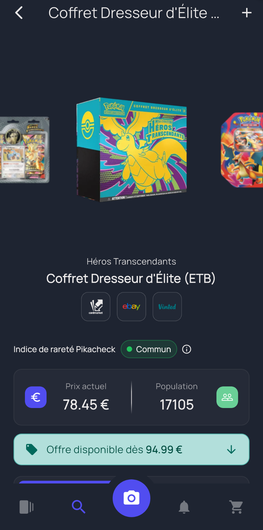 Comparateur de prix Pokémon - Liste des offres disponibles
